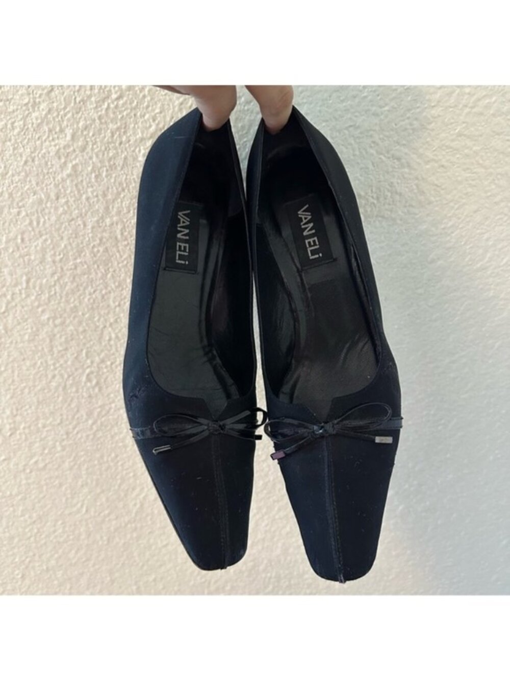 VANELI Vintage Black Bow Detail Women’s Kitten Heel Pumps - Picture 8 of 11